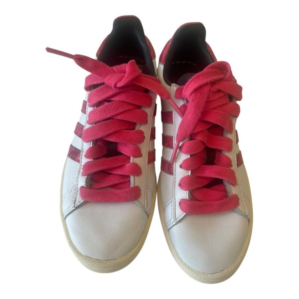Adidas Campus Women's White pink red Leather shoes sneakers size US 5 Medium fit